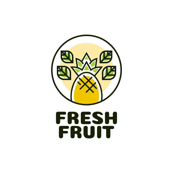 Fruto Suco Abacaxi Logotipo Comida Conceito Simples Design Vetor Ilustração — Vetor de Stock