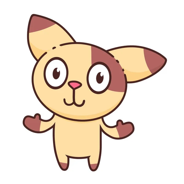 Bonito Adorável Happy Brown Cat Desenho Animado Doodle Vetor Ilustração —  Vetores de Stock