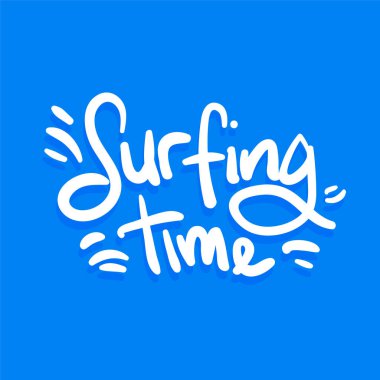 Sörf zamanı sporu aktif metin tipografi tasarımı grafik vektör çizimi