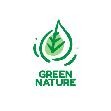 Yeşil yapraklı doğa logosu tasarım illüstrasyonu
