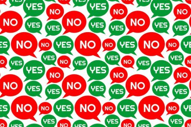 green red choice yes or no chat bubble repeat seamless pattern doodle cartoon style wallpaper vector illustration