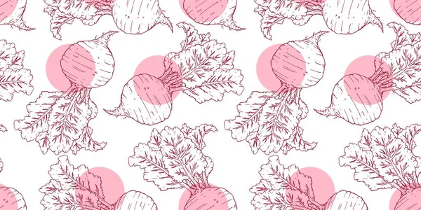 Sweet Tasty Purple Red Beet Root Repeat Seamless Pattern Doodle — Archivo Imágenes Vectoriales