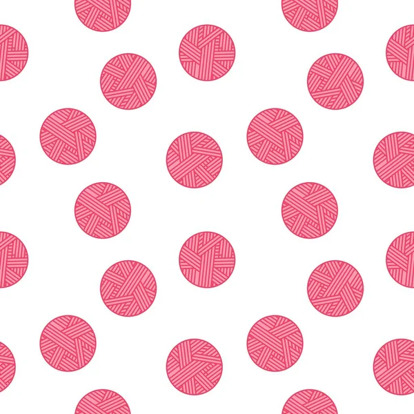 Cute Pink Soft Roll Wool Repeat Seamless Pattern Doodle Cartoon — Archivo Imágenes Vectoriales