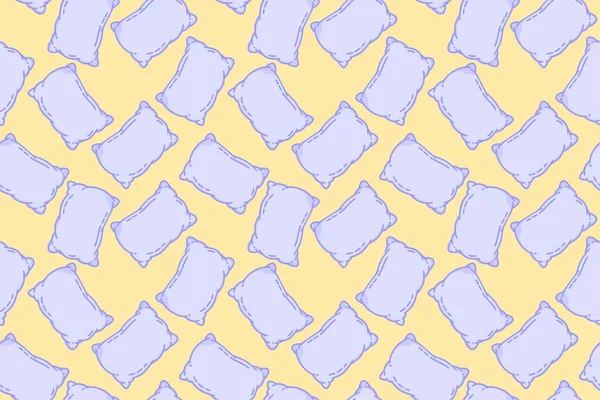 Soft Purple Pillow Yellow Background Repeat Seamless Pattern Doodle Cartoon — Vector de stock