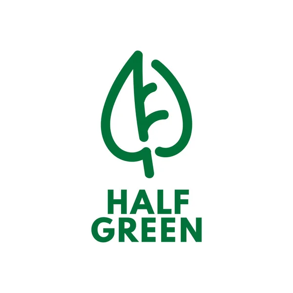 Grön Halv Blad Natur Logotyp Koncept Design Illustration — Stock vektor