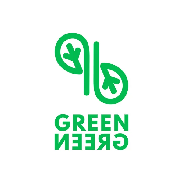 Çift Yeşil Yaprak Doğa Logosu Tasarım Çizimi — Stok Vektör