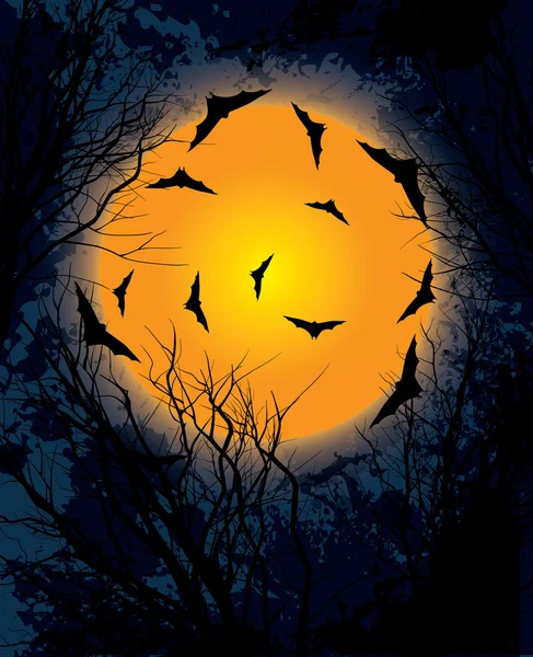 Halloween moon night background illustration — Stock Vector