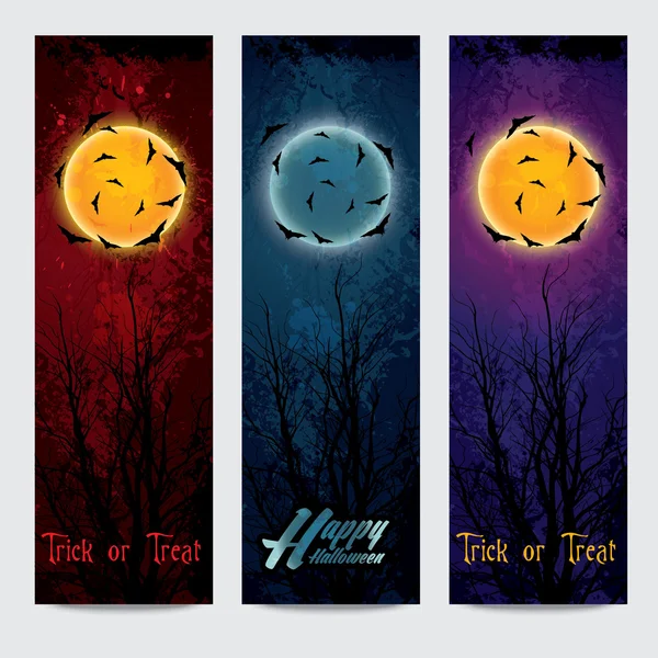 Halloween vertical banners set with moon — Stock Vector