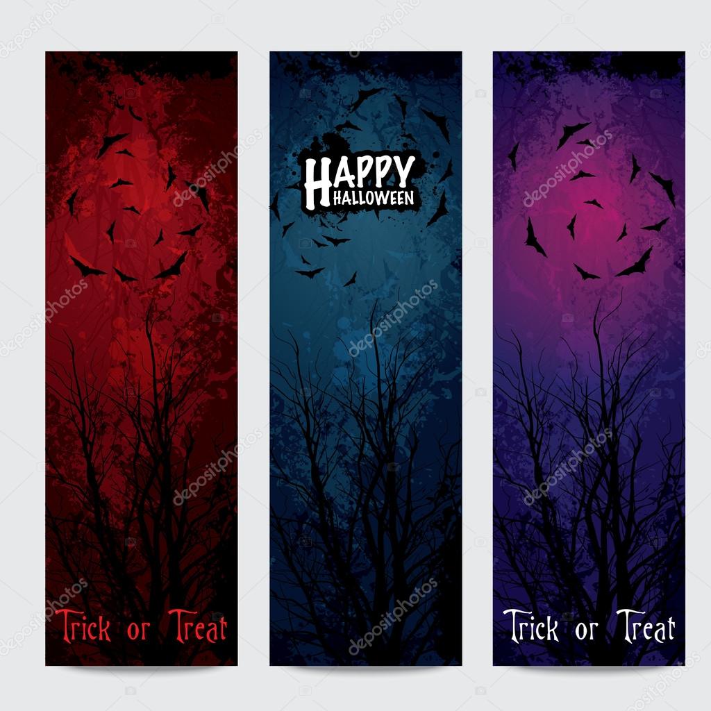 Halloween vertical banners set with text