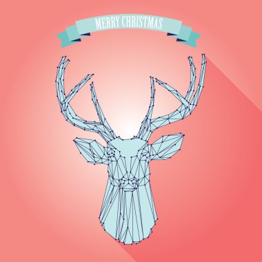 pembe bir arka plan üzerinde Noel geyiği