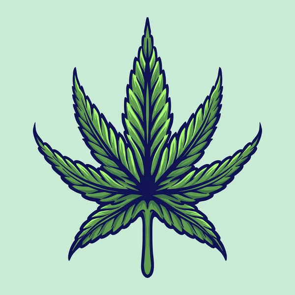Weed Botanical Cannabis Leaves Ilustrasi Untuk Pekerjaan Anda Logo Maskot - Stok Vektor