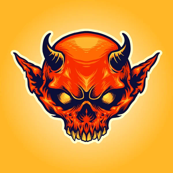 Head Horn Red Devil Mascotas Ilustraciones Para Trabajo Logotipo Mascota — Foto de Stock