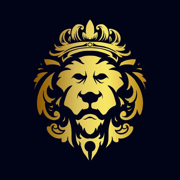 Lion Head Gold Crown Logo Décorations Illustrations Pour Votre Travail — Photo