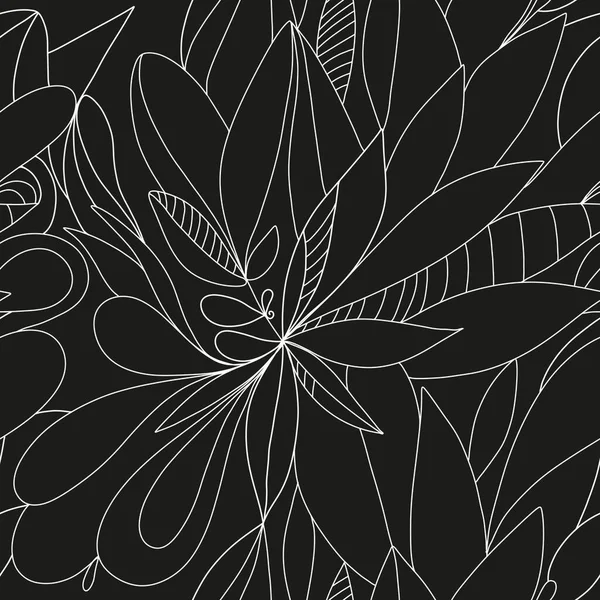 Seamless black-and-white pattern of twigs, hand-drawn curls. Design of fabrics, textiles, wall paper, screensavers. Beautiful ethnic ornament.