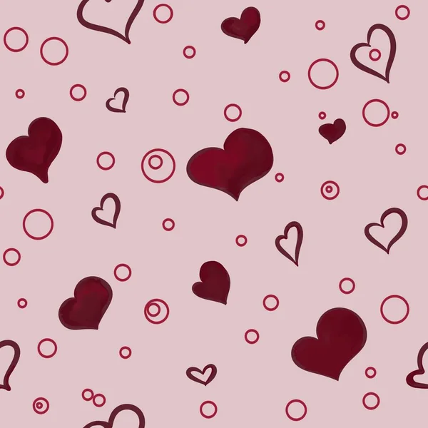 Płynny Ręcznie Rysowany Wzór Serc Delikatnym Różowym Tle Projektowanie Papieru — Zdjęcie stockowe