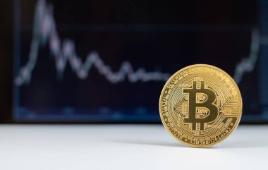 Büyüme grafiği olan bitcoin sanal kripto para birimi