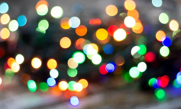 Colorful blurred Christmas fairy lights background