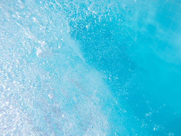 Blue Transparent Water Many Bubbles Background — Stock Photo, Image
