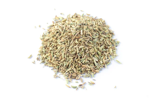 Pile Dried Fennel Seeds Isolated White Background — Stock Photo, Image