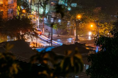 Rio de Janeiro, Brezilya 'nın başkenti Niteroi' de gece manzarası.