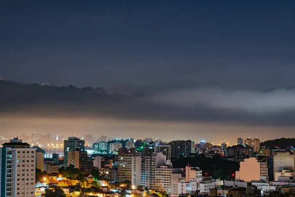 Éjszakai Táj Niteroi Városában Rio Janeiro Állam Nagyvárosi Régiójában Brazíliában — Stock Fotó