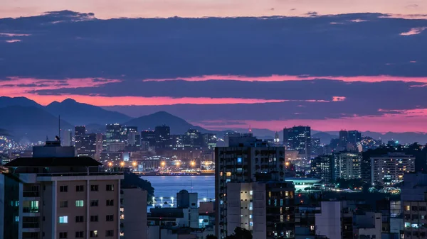 Rio Janeiro Brezilya Nın Başkenti Niteroi Gece Manzarası — Stok fotoğraf