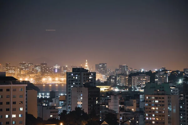 Nachtlandschaft Der Stadt Niteroi Metropolregion Des Bundesstaates Rio Janeiro Brasilien — Stockfoto