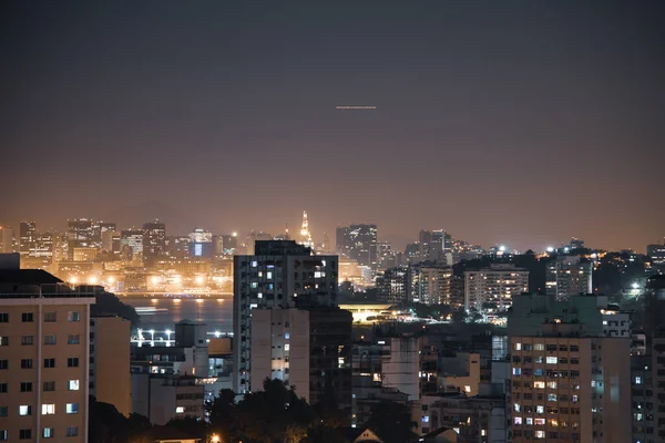 Nachtlandschaft Der Stadt Niteroi Metropolregion Des Bundesstaates Rio Janeiro Brasilien — Stockfoto