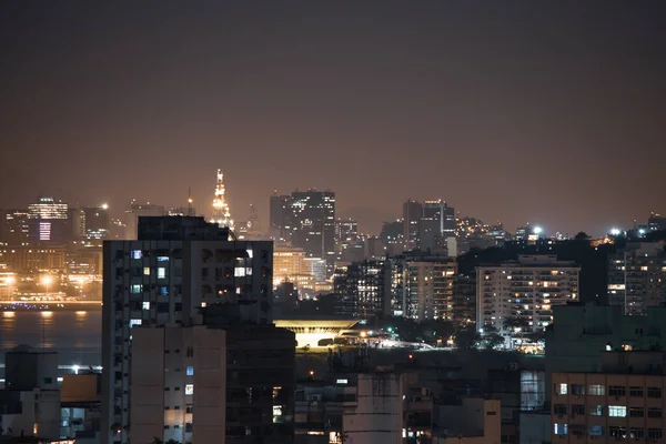 Paisagem Noturna Cidade Niteroi Região Metropolitana Estado Rio Janeiro Brasil — Fotografia de Stock