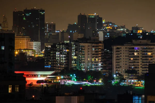 Nachtlandschaft Der Stadt Niteroi Metropolregion Des Bundesstaates Rio Janeiro Brasilien — Stockfoto