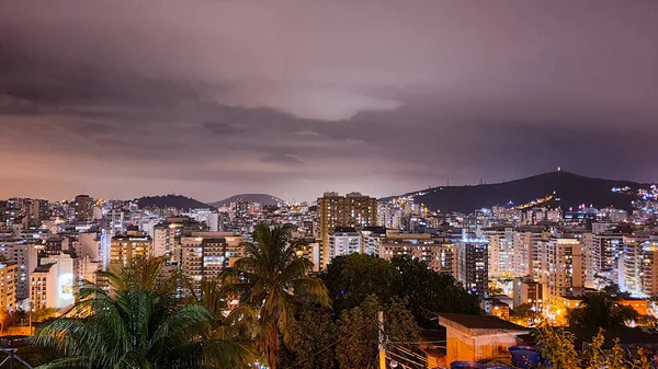 Éjszakai Táj Niteroi Városában Rio Janeiro Állam Nagyvárosi Régiójában Brazíliában — Stock Fotó