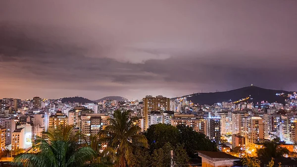 Éjszakai Táj Niteroi Városában Rio Janeiro Állam Nagyvárosi Régiójában Brazíliában — Stock Fotó