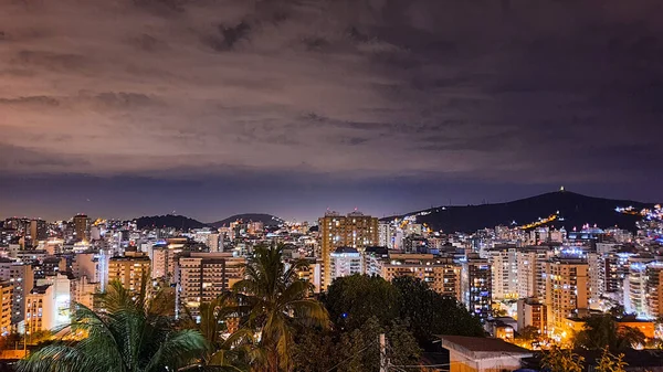 Éjszakai Táj Niteroi Városában Rio Janeiro Állam Nagyvárosi Régiójában Brazíliában — Stock Fotó