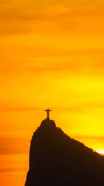 Rio Janeiro Brasilien 2021 Brett Foto Cristo Redentor Kristus Frälsaren — Stockfoto