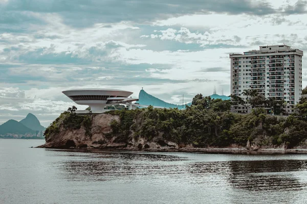 Niteroi Rio Janeiro Brazil Circa 2021 Niteroi Kortárs Művészeti Múzeumot — Stock Fotó