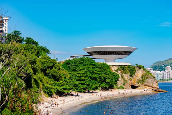 Niteroi Rio Janeiro Brazil Circa 2021 Niteroi Kortárs Művészeti Múzeumot — Stock Fotó