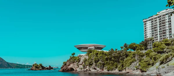 Niteroi Rio Janeiro Brazil Circa 2021 Niteroi Kortárs Művészeti Múzeumot — Stock Fotó