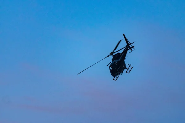 Helicopter Providing Air Support Civil Police Operation Combat Organized Crime — Stock Photo, Image