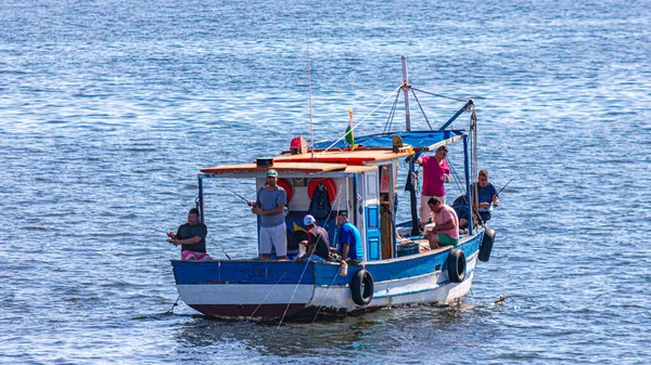 Fishing Boat Surrounded Seabirds Day Guanabara Bay Rio Janeiro Brazil — Stock Photo, Image