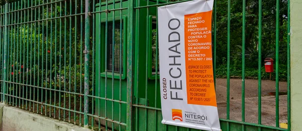 Niteroi Rio Janeiro Brasilien Circa 2020 Offentligt Meddelande Med Information — Stockfoto