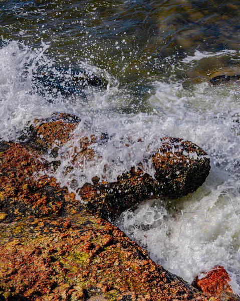 Imagen Formaciones Rocosas Piedras Con Textura Nitidez Playa Durante Día — Foto de Stock