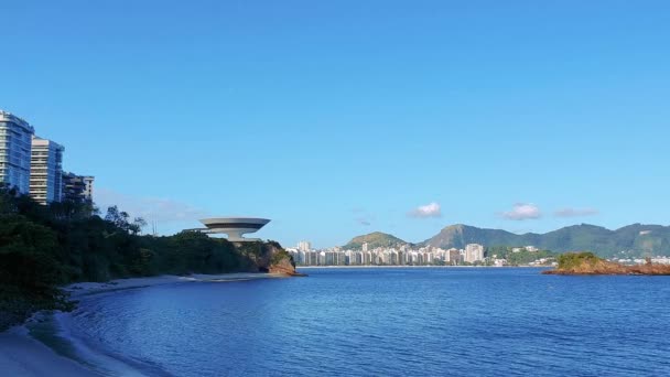 Brazíliai Rio Janeiróban Található Niteroi Kortárs Művészeti Múzeumot Oscar Niemeyer — Stock videók