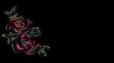 Rusya imzalı neon renkli güller koyu arka planda 