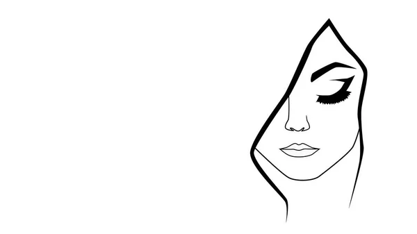 Belleza Silueta Blanco Negro Cara Mujer Arte Línea Cara Femenina — Vector de stock