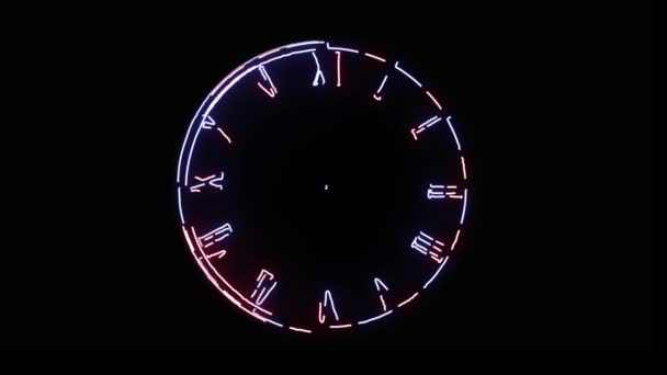 Horloge Lumineuse Numérique Abstraite Avec Chiffres Romains Concept Transition Vie — Video