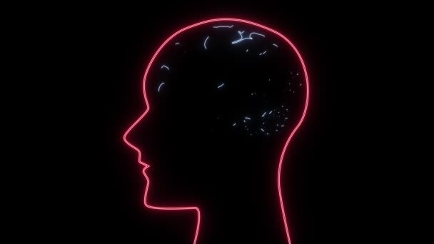 Анімація Мозку Людини Являється Чорному Тлі Нове Якісне Здоров Технології — стокове відео