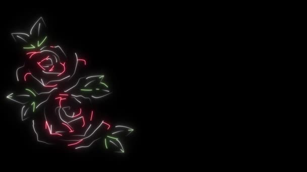 Świecąca Neonowa Animacja Róż Rosyjskim Podpisem Gratulacje Dni Ciemnym Tle — Wideo stockowe