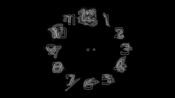 Reloj Luz Digital Abstracto Con Humo Concepto Transición Vida Números — Vídeo de stock