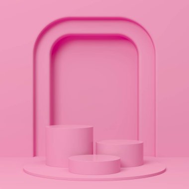 Soyut arkaplan, ürün gösterimi için podyum geometri şekilli sahneyi taklit et. 3B görüntüleme