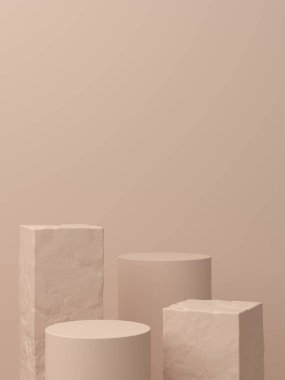 Soyut arkaplan, ürün gösterimi için podyum geometri şekilli sahneyi taklit et. 3B görüntüleme